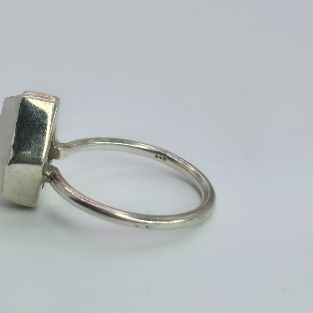 Ring 925‎ Sterling Silver  Raw Quartz Rough Cut Crystal Boho Minimalist Size 6 - Picture 6 of 7
